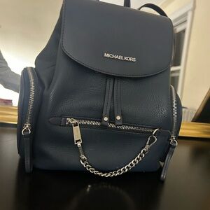 Michael Kors Navy Leather Backpack